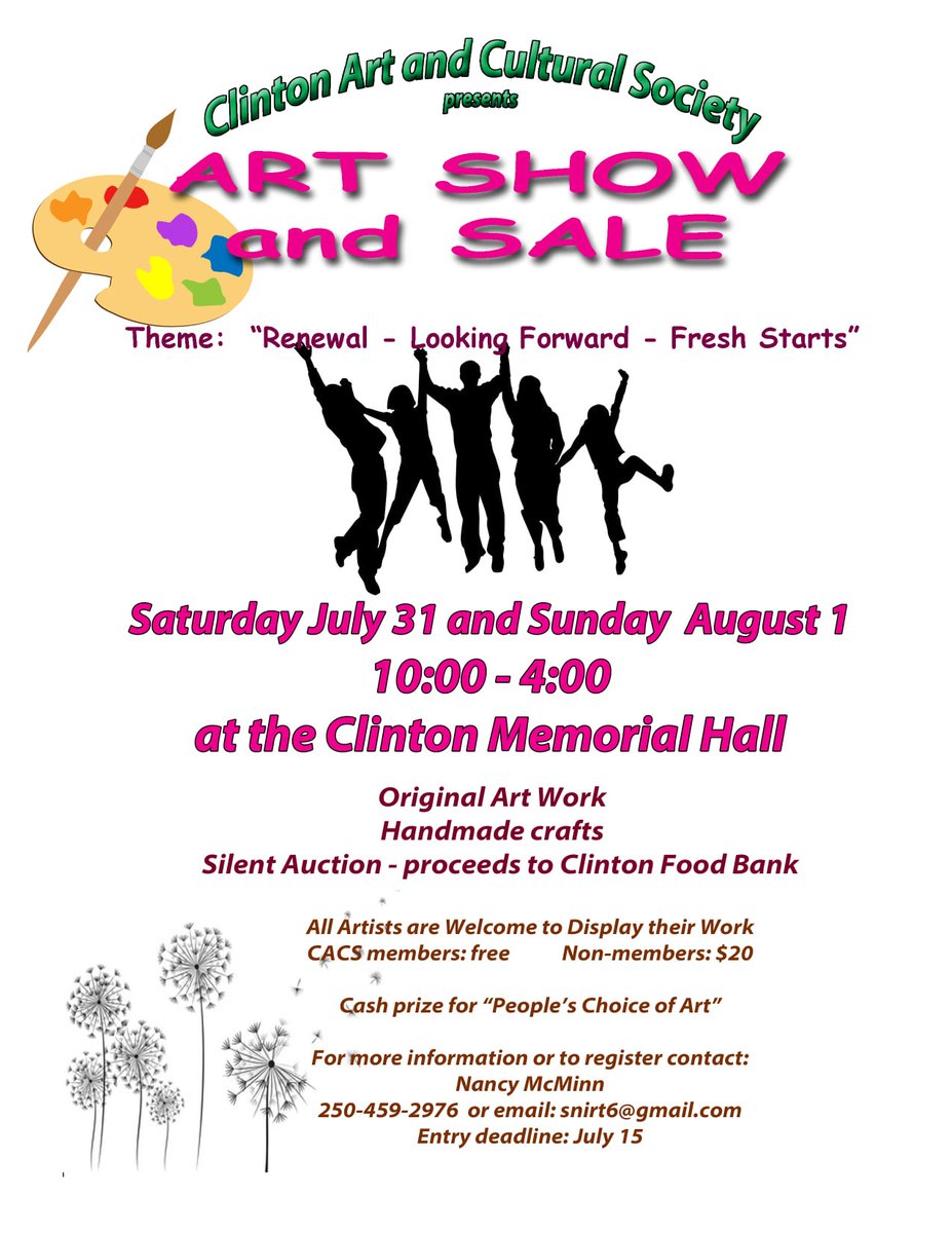 GoldCountryBC's tweet photo. Gold Country Road Trip! Come and enjoy the Clinton Art Show and Sale! Be sure to Know Before you go!

#GoldCountryBC #ExploreBC #gconthetrail #KnowBeforeYouGo #StaySafe #CanadaNice
#FirstResponseTourism #ClintonBC https://t.co/cIQxsC7NyE
