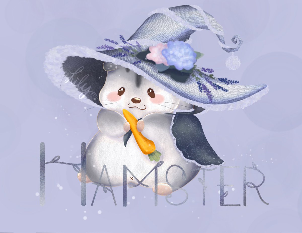 lurkingpuddin's tweet photo. New post on letter H, chonky hamster with fancy hat 😆 check out my insta for more cute drawings #hamster #fancyhat #witchhat #lavender #pastel #alphabet #softart #cuteart #kawaii https://t.co/yCcuvf6t9h