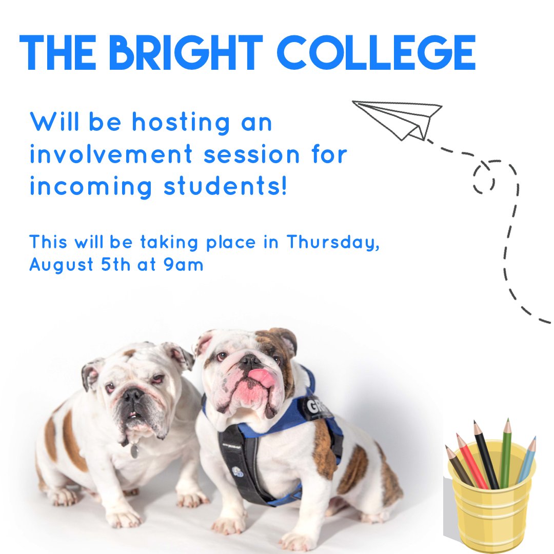 DrakeStIL's tweet image. The Bright College will be hosting an event for our special new bulldogs next week for them to better understand their opportunities in involvement all around campus!
