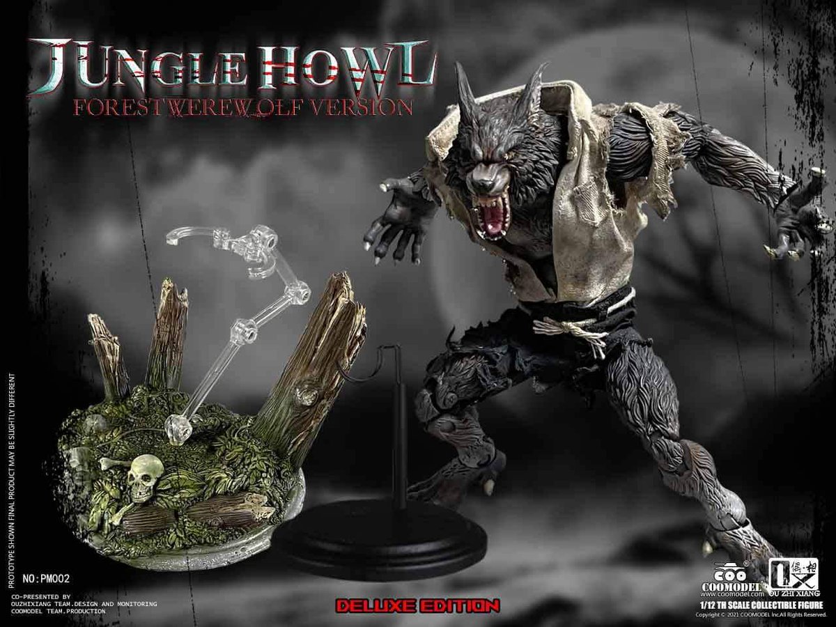 Waileong20's tweet photo. COOMODEL x OUZHIXIANG 1/12 Werewolf got gray and white 2 version, each got Standard and Deluxe (more scene base). Price and preoder still TBA https://t.co/uQHgfz1De4