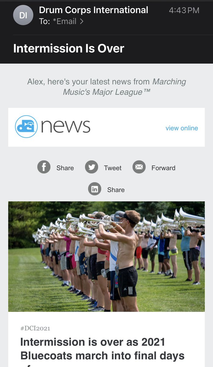 intermissiondbc's tweet photo. Hey! Thanks @DCI for putting us in the newsletter with @Bluecoats! You forgot to mention our #fundraiser https://t.co/PsSLgZQM1T

#dci #dcimemes #band #bandmemes #drumcorps #break2021 #dci2021 #bebreakready #dciambassadors #intermis21on #intermissionisnotover #music #marchingband https://t.co/nVT5Uijnde