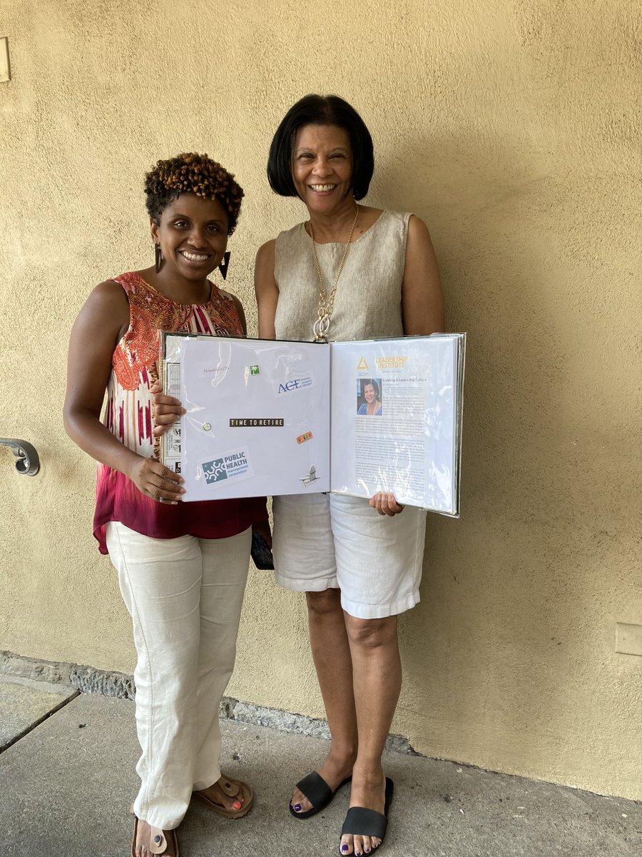 DrJudithGay's tweet photo. My former mentee is starting a new position in a couple of weeks. She is amazing! At lunch she surprised me with a book of retirement tributes from Leadership Institute grads. I’ll always treasure this! https://t.co/WZo0aNh5er