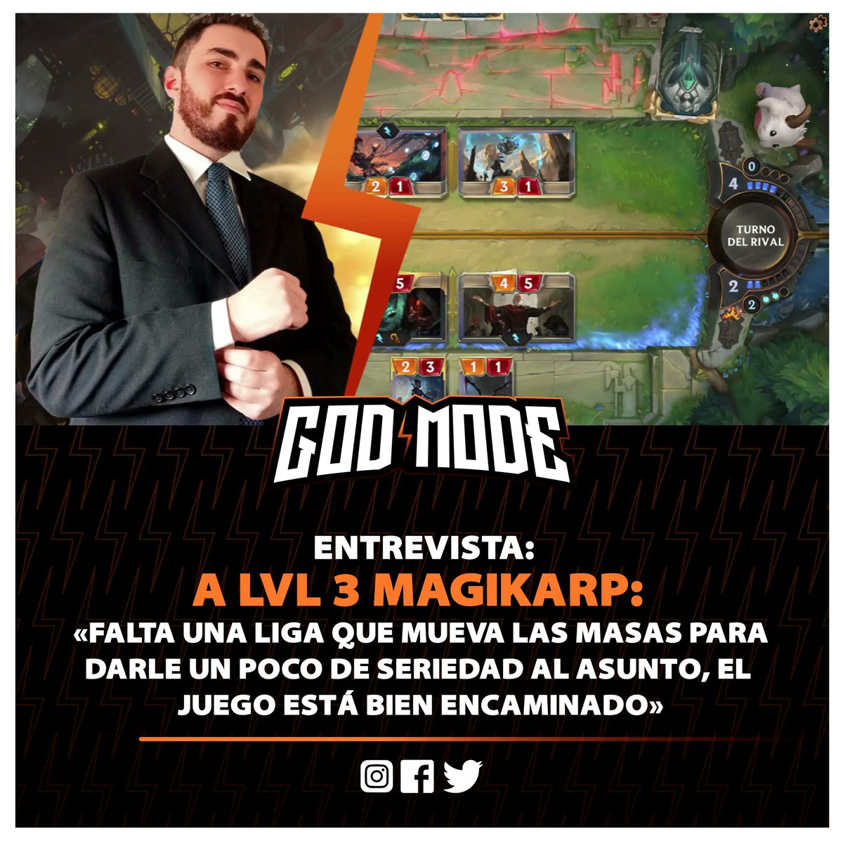 🧐 Entrevista con <a href="/LorMagikarp/">Magikarp_LoR</a>, jugador de <a href="/Rebirthe_Sports/">Rebirth</a> esports especializado en Legends of Runeterra. 🃏🕹🎮

➡️Entrevista completa en nuestra web
👇👇👇 
god-mode.gg/.../a-lvl-3-ma…

#lor #lorlatam #legendsofrunaterra #riot #leagueoflegends #godmode