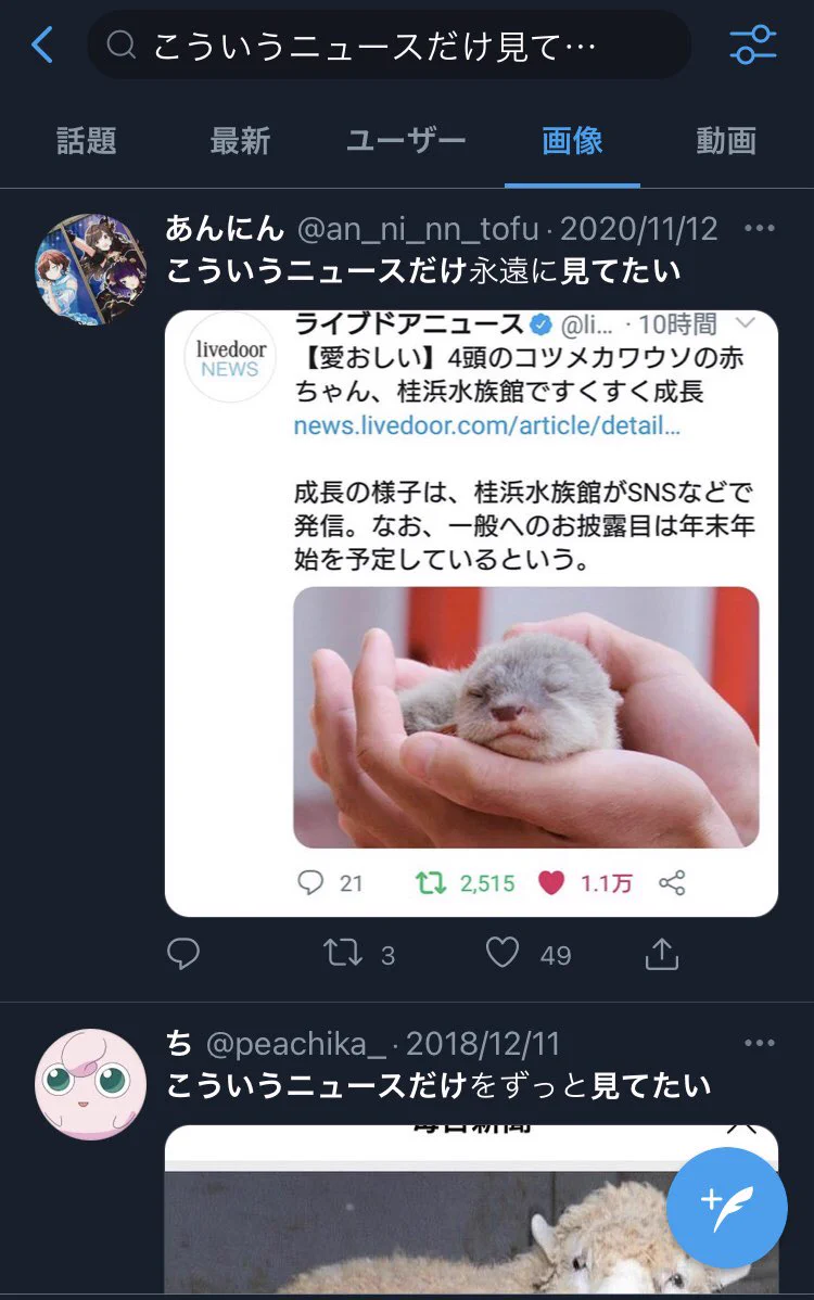 心が乱れた時のライフハック！「こういうニュースだけ見てたい」でツイッター画像検索！