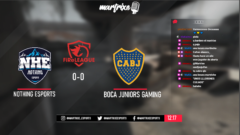 Se viene la final de @laFiReLEAGUE Open Qualy #3:
🇨🇱<a href="/NothingEsports/">Nothing eSports Desde Casa🏡</a>🆚🇦🇷<a href="/BocaJrsGaming/">Boca Juniors Gaming</a> 

🕒AHORA MISMO
📺twitch.tv/martrixe
⚔️BO1

🧍‍♂️ @1segeR <a href="/DOPWEEK/">Nicolás Núñez</a> @Ti0adidas <a href="/Benja1g/">Benjamin</a> @Hyper_pX__ <a href="/freaakkz/">frkz</a> 

🧍‍♀️ @laser_csgo <a href="/sazfps/">Saz</a> <a href="/ezekunnnn/">kun</a> <a href="/luchovcs/">Luciano</a> <a href="/peqexinocsgo/">SHI' peqexino</a> <a href="/rugocsgo/">SHI' RUGO</a>