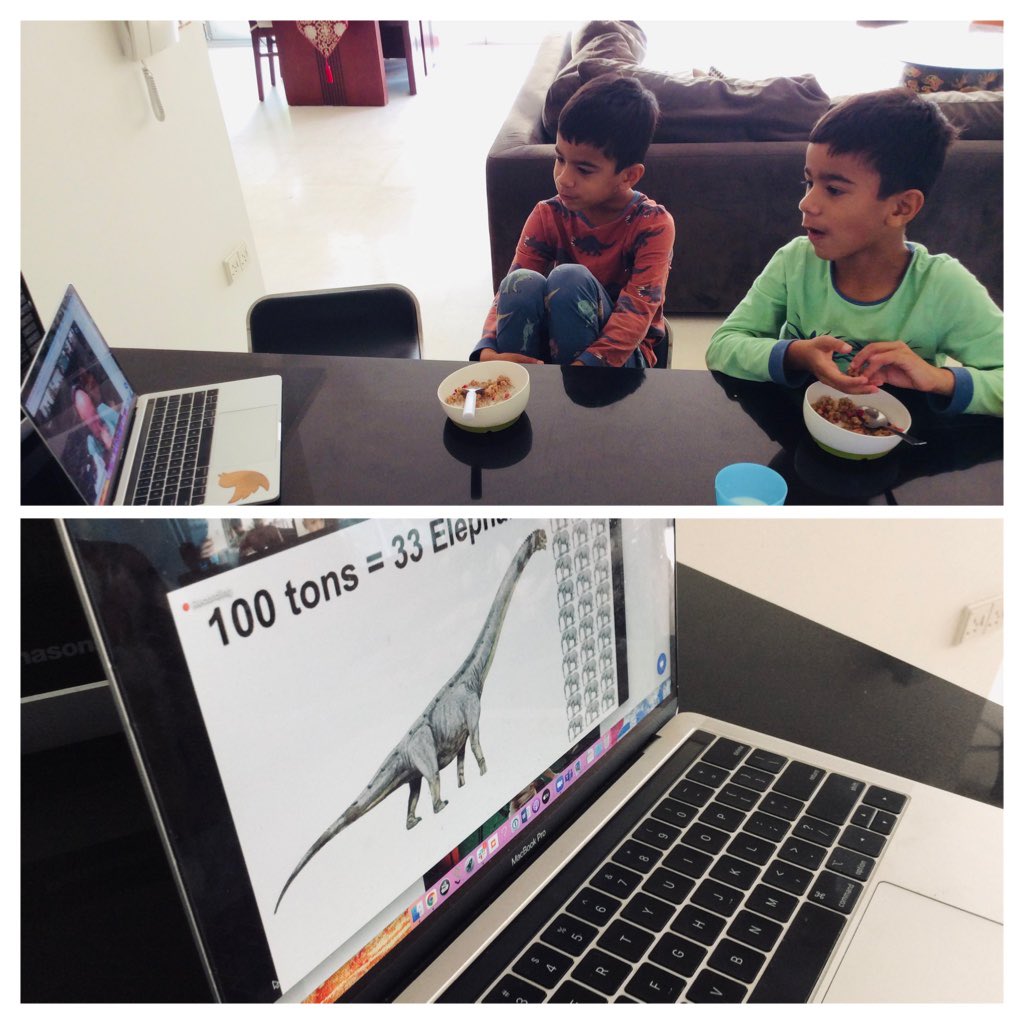 preet_oG's tweet photo. Breakfast with dinosaurs! Thank you @TwitterParents and #CampTwitter for the awesome sessions with #DinosaurGeorge this morning #WatchUsWingIt https://t.co/9opBxQOWtO