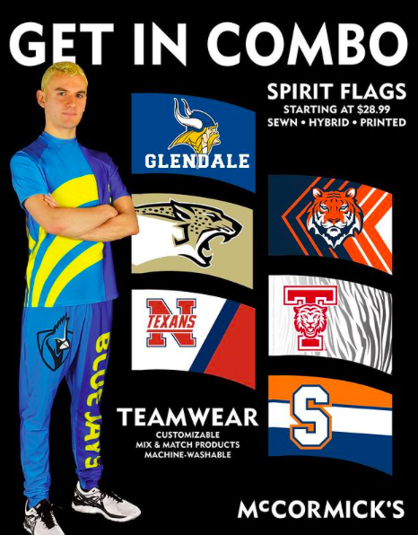 There’s no denying that TEAMWEAR &amp; SPIRIT FLAGS are the perfect combos. 

Start your designs today! 

📧: sales@mccormicksnet.com 
☎️: 800.323.5201

#wgi #dci #team #teamwear #schoolspirit #flags #colorguard #winterguard #marchingband #marchingarts #colorguarddirector #danceteam
