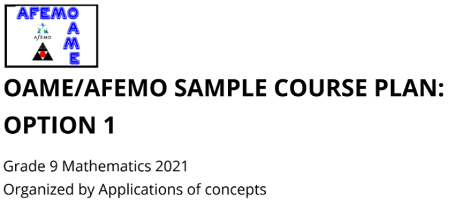 DP_math's tweet photo. 📢 NEW @OAMEcounts & @afemo_on_ca resources for Grade 9 De-streamed Course #MTH1W have been released on the #OntarioMathSupport site:
Check them out here: EN https://t.co/psFaMSXILF French available too
✅ 3 Sample Course Plans
✅ The first 2 lesson plans
#onted #dpmath https://t.co/RM3u934L3g