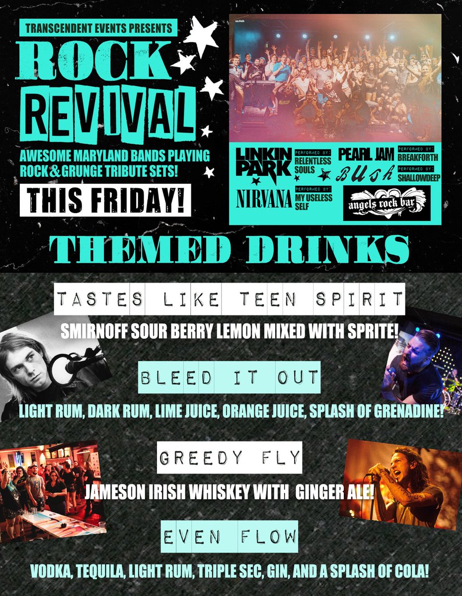 BreakforthMusic's tweet image. Themed drinks for this Friday!! Soooo excited to pay tribute to @PearlJam !