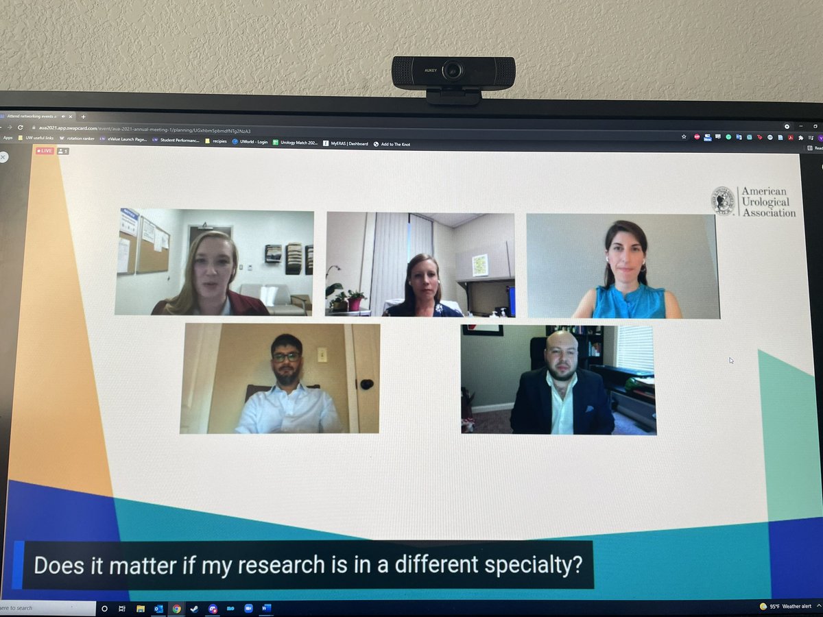 Thanks to @AmerUrological for putting on this medical student forum talking about #match2022! Thanks to panelists @AJohnstonUro, @CliftonMarisa, @nntadros, Dr. Moben Mirza and Dr. Jen Yates for your valuable insight! This future urologist is getting excited for the next step!