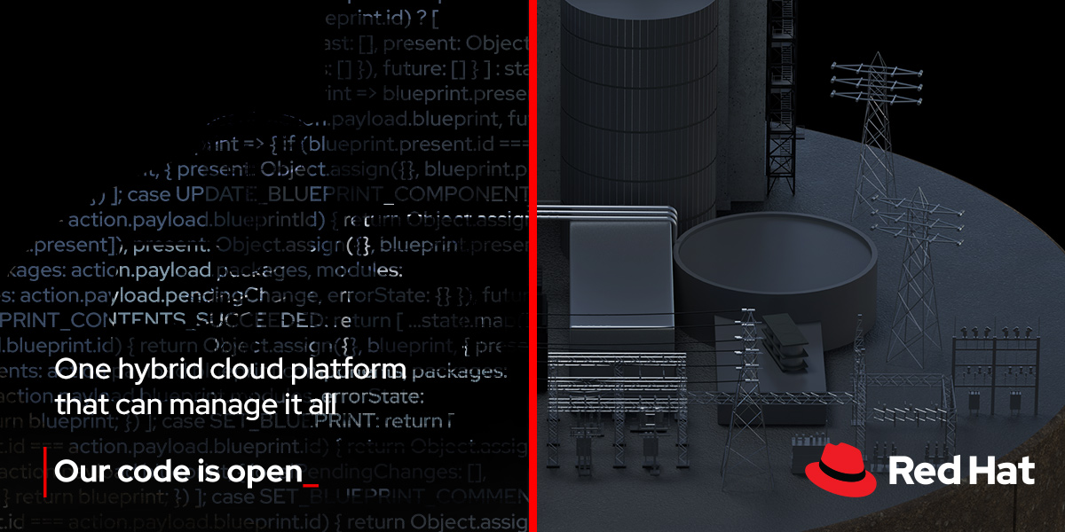 RedHat's tweet photo. Our approach to #HybridCloud is helping those in the #energy industry and beyond respond to shifts in demand and industry changes. Learn how our code can help you with your unique #IT priorities: https://t.co/d5mZ0hQqnJ https://t.co/vvl2dGaKKN