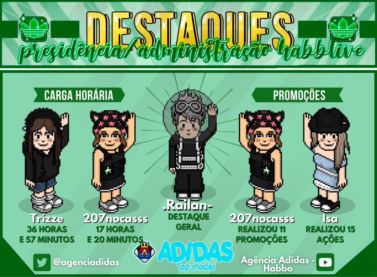 agenciadidas's tweet photo. ⭐ ~ Congratulações aos nossos destaques da semana do Avançado e Presidência. 

Somos extremamente gratos por todo desempenho e disponibilidade que tiveram pela Adidas nesta semana. https://t.co/xWGlIjnX0q