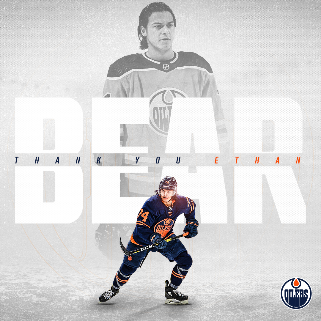 EdmontonOilers's tweet photo. Good luck in Carolina, Bearsy! 

Thank you for your contributions in #OilCountry both on &amp; off the ice.

You'll always have fans here. 🧡💙 https://t.co/4ojT7SUEMP