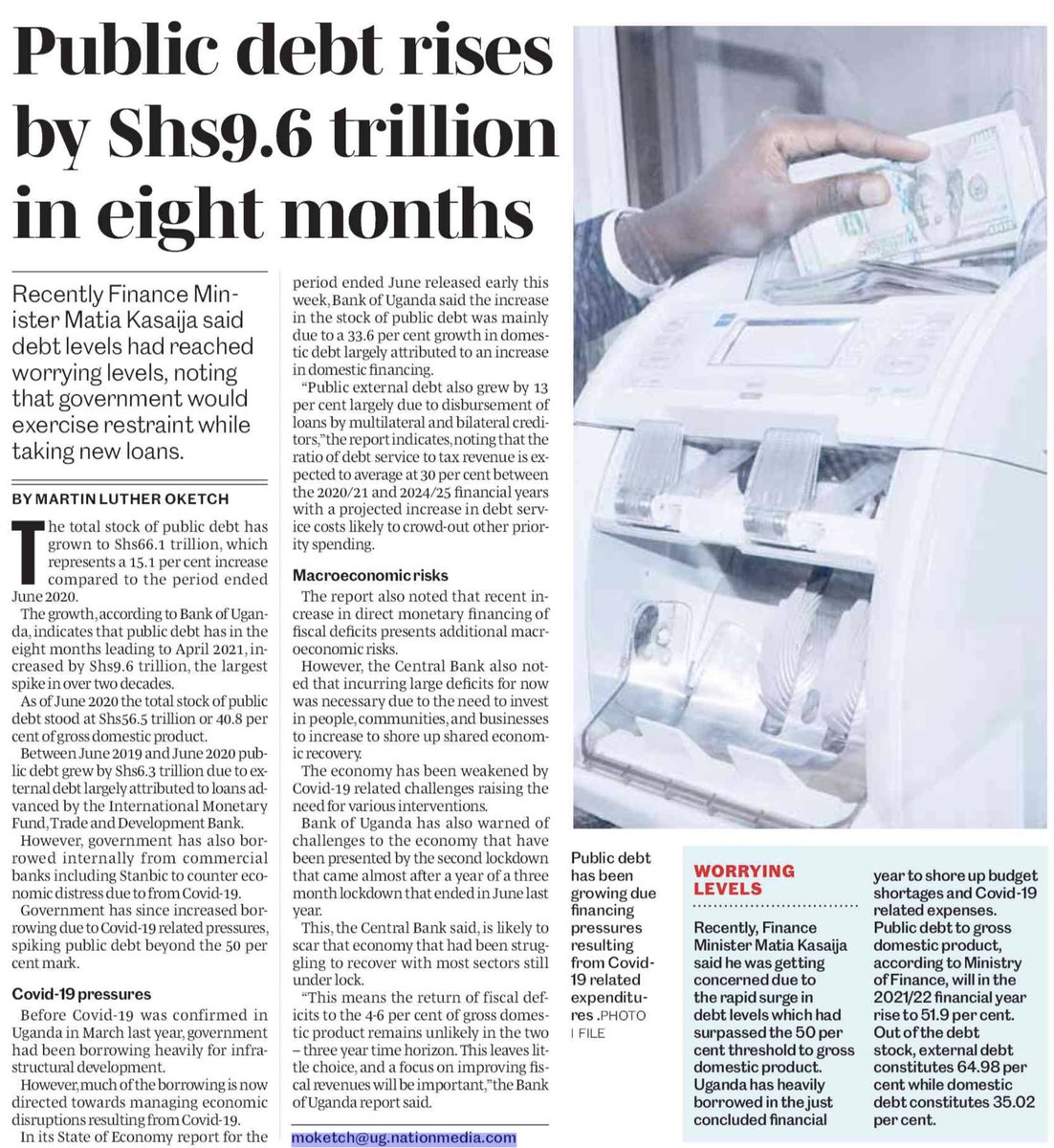 The endless  and unrealistic borrowing of despot Museveni’s rises external odious debt to UGX9.6 trillion in 8 months. #StopLoaningUganda #ReopenUganda