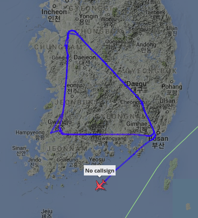 ameliairheart's tweet photo. Probable RoKAF 737 AEW&amp;C making laps over South Korea. She departed from Gimhae AB, KR. #ADSB #71FC72 https://t.co/MXTkYAUa4f
