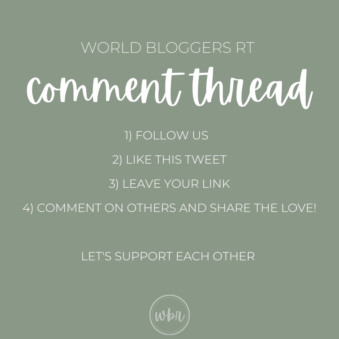 World Bloggers RT Comment Thread 🌿
 
-Follow us
-Like this tweet
-Leave your link
-Comment on others