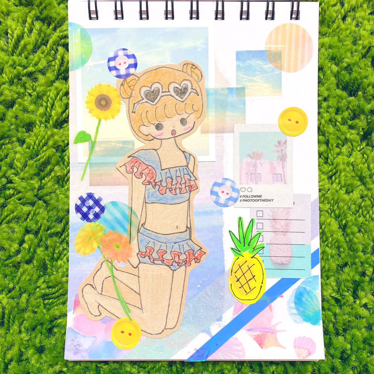 Mori V Twitter イラストコラージュ イラスト コラージュノート コラージュ 紙モノ シール マステ