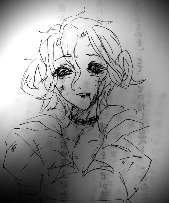 紙とペンがあったのでマリー様落書きした 