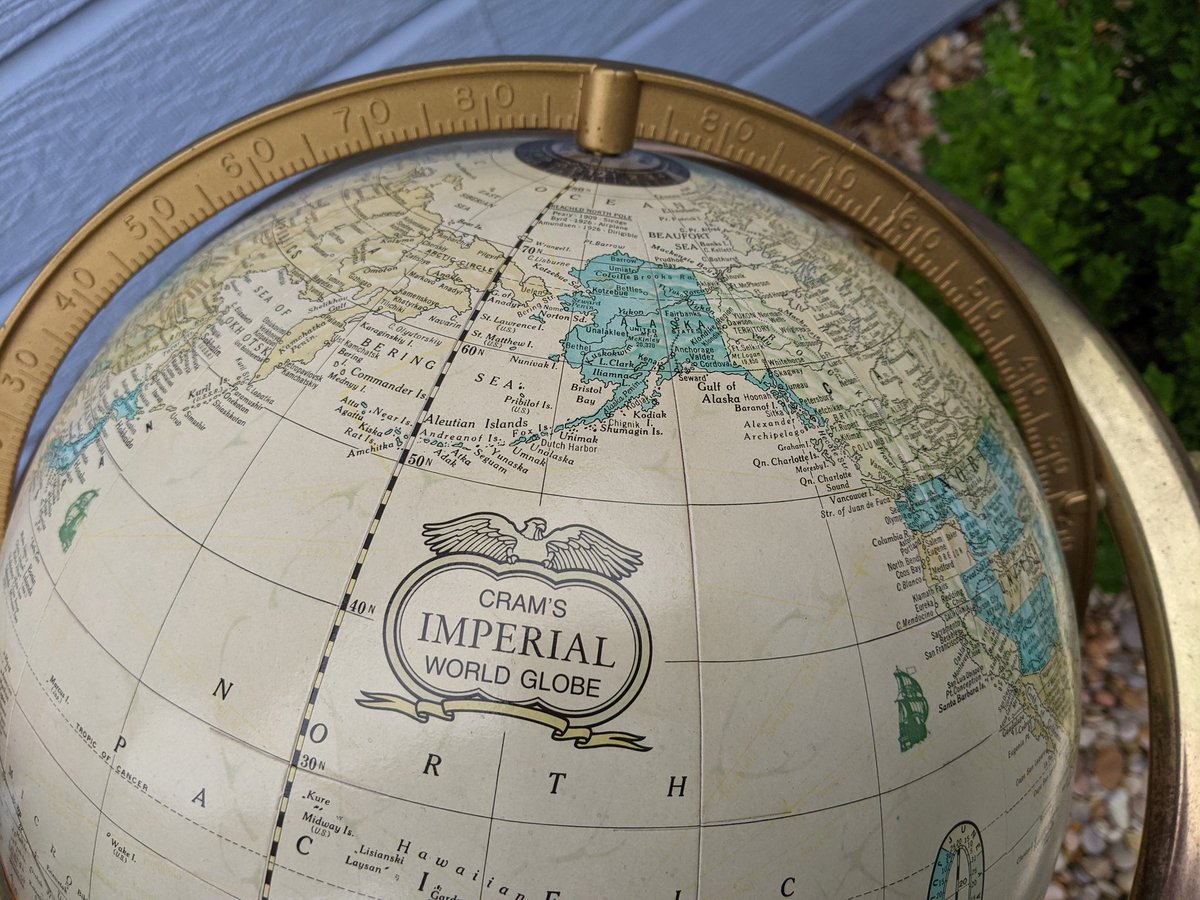 Back before the internet, people used these devices that are maddening to Flat Earth fans. #globe #vintageglobe #retro #mcm #flatearth #garagesale #garagesalefinds