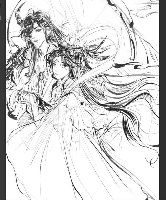 Just a simple design sketch of the hades persephone adjacent hualian that i put into my dnd campaign cause i could 😌 