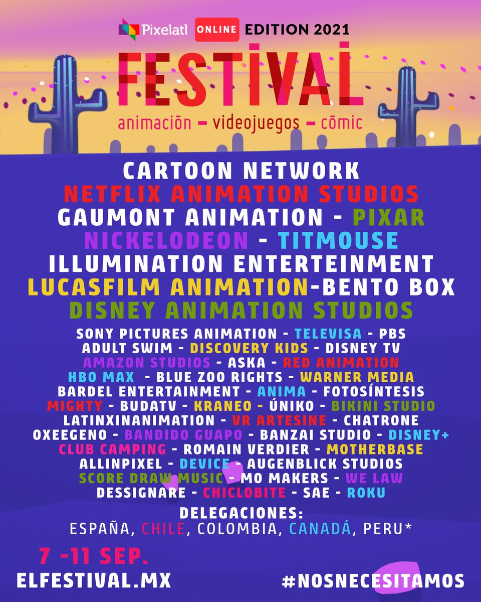 Pixelatl on Twitter: "¡Ahora más que nunca #NosNecesitamos ! Conferencias, mercado y cine online del 7 al 11 de Sep en el FESTIVAL PIXELATL. Los líderes internacionales son parte de la comunidad: