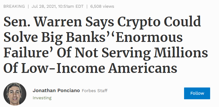 fomo3x's tweet photo. This is exactly true. Not just in the US. Banks in other country's cant give access to banking for people who don't have stable income or has low income. https://t.co/fpxaFd63On