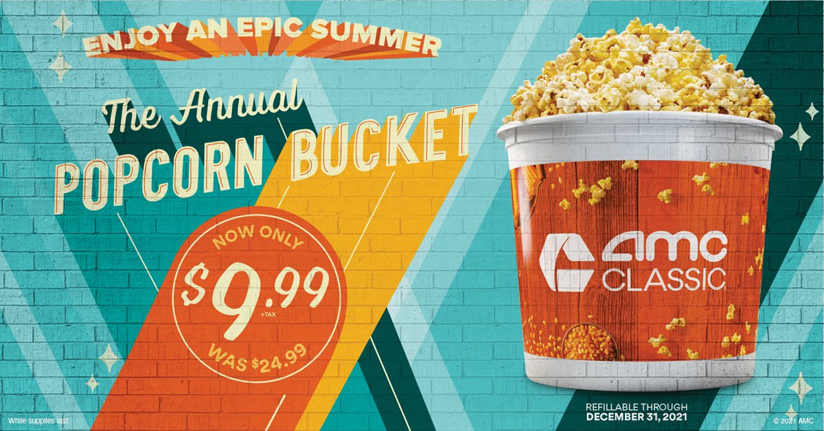AMC Theatres on Twitter "Buy the AMC CLASSIC Annual Popcorn Bucket🍿 and get your fill every