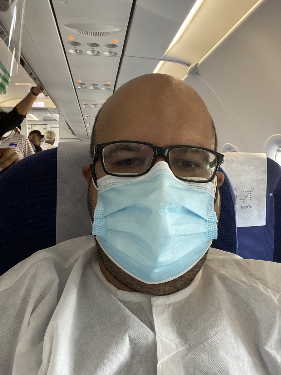 While SG has, in contravention of existing flying regulations stopped giving PPE, <a href="/IndiGo6E/">IndiGo</a> does not just give you PPE, but also makes sure you wear it on board #leancleanflyingmachine