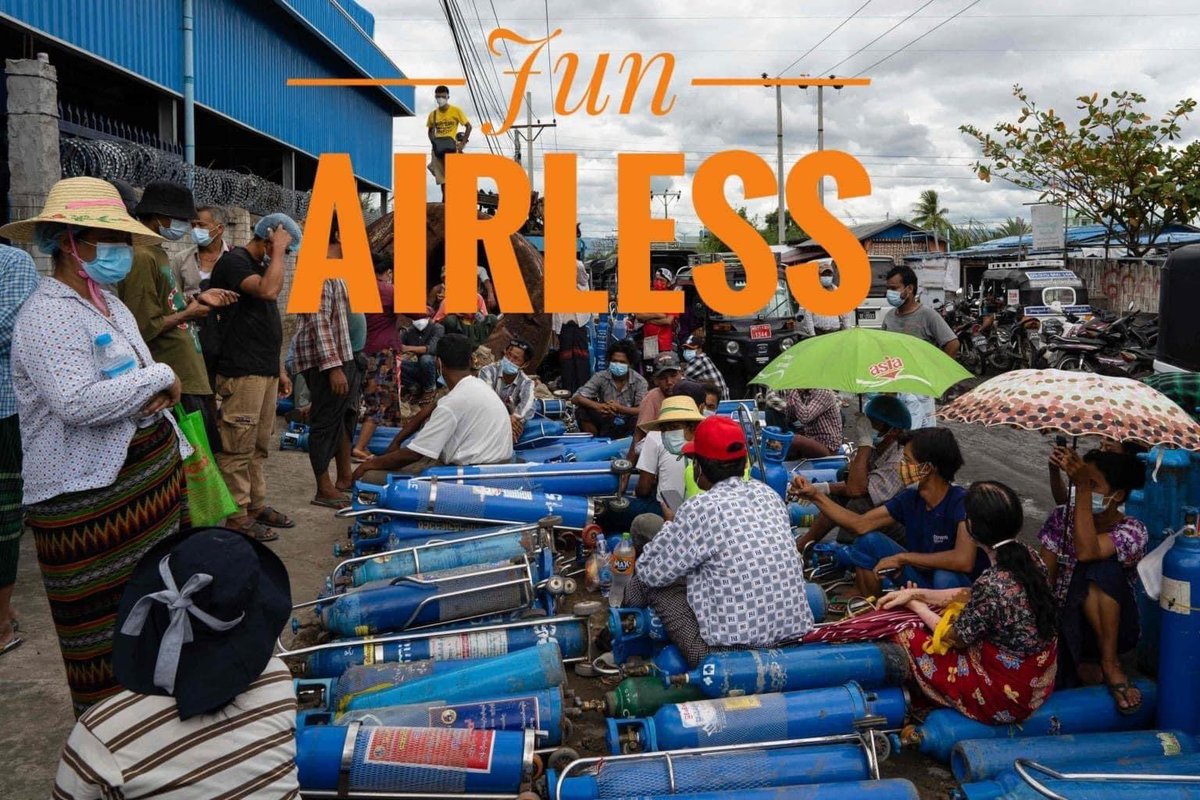 Stel22222's tweet photo. #WhatsHappeningInMyanmar  

#AIRLESS_June 
Junta focus on self preservation completely neglect the public healthcare and people were robbed in the day light from gaining access to oxygen and other medical supplies.
#MyanmarNeedsO2 #COVID https://t.co/9Pz3RMELCn