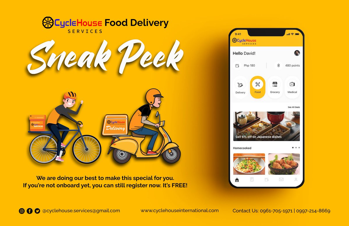 CHServices_'s tweet photo. CycleHouse Food Delivery App coming soon!
Taste the #lutongbahayhappiness at the comfort of your home soon! 
 
If you’re not onboard yet, you can still register now It’s FREE

Register here    
https://t.co/ZFZ1JuM7aW https://t.co/rSYJNbi7Ad