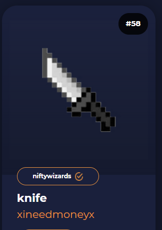 TongvaPower's tweet photo. #BladeFlasher
@NiftyWizards 

A big part of the #NiftyWizards game on $WAX is the battle chamber. There are various weapons to choose from, but the starter weapon is the knife. Stabby stabby! Here you can see my knife in my @AtomicHub and #collectabot inventories. https://t.co/PV2bput67f