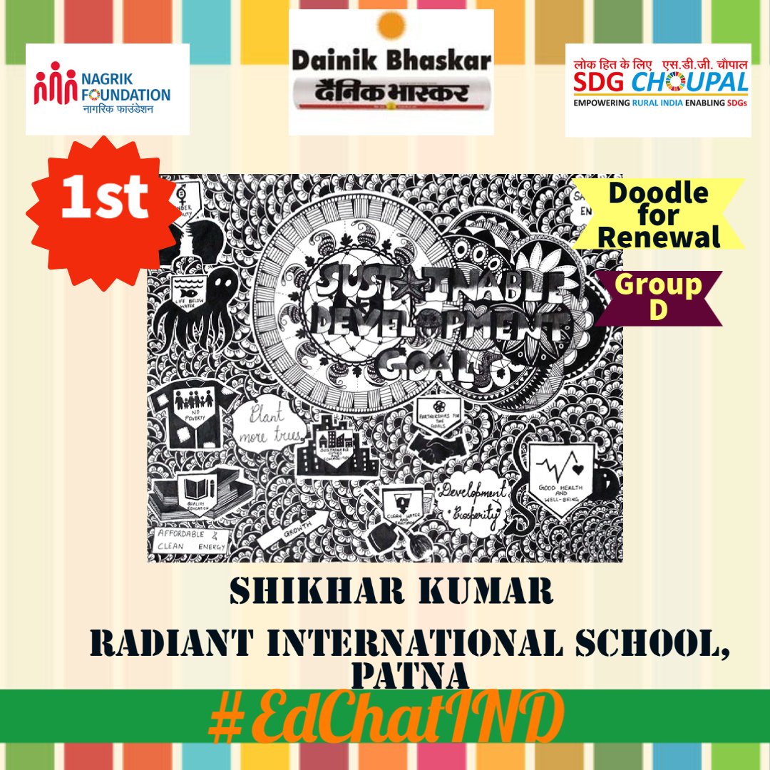 edu_sdg's tweet photo. 🥁🥁🥁🥁
Results of 
#1000DaysofSDGBanner
#DoodleforRenewal
Group D
1- Shikhar Gupta
2- Shivam Shankar Anand
3- Sakshi Sinha

#1000DaysOfSDGAction 
#SDGKiBaat
#SDGChoupal
Congratulations to all the participants and to our dear winners. 
🏆🏆🏆🏆🏆 https://t.co/pkkCJe5PnU