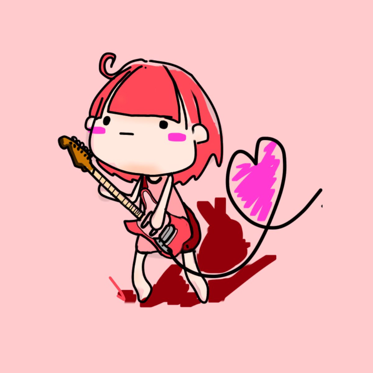 あかぬこ 前髪ぱっつんギター女子 左利きのムスタングっ ふだんは相方さんが絵を描いているのであまり描く機会がないのですが 私も描いてみたくなりイラスト用アカをつくってみました 絵描きさんと繫がりたい