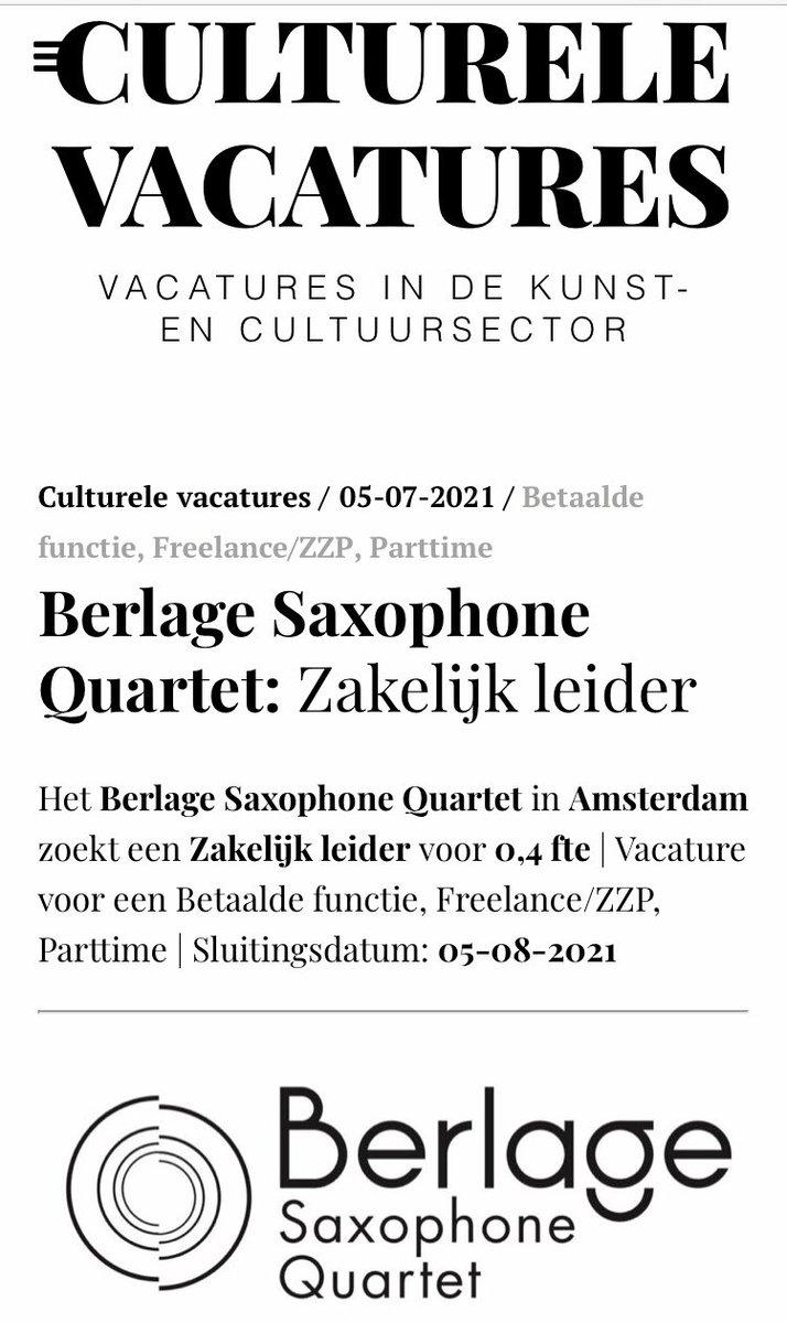 @cultvacatures #zakelijkleider @berlagesax4tet