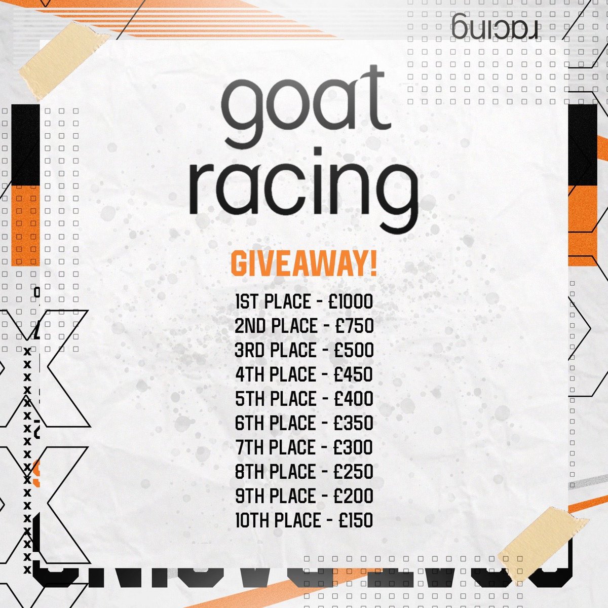 Goat_Racing's tweet image. 🐎 WIN UP TO £1000 PER RACE 🐎 

If we score points in @RacingLeague, you win cash! To enter: 

1) Follow @Goat_Racing 
2) RT this tweet 
3) Reply telling us how many legs a horse has

We will draw today’s winners after the final race.

T&amp;amp;C’s - linktr.ee/goat_racing_of…