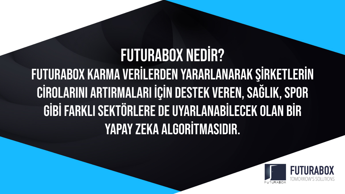 Ata Holding ve BAU iş birliğiyle yürütülen yapay zeka projesi FuturaBox, verilerin şirket performansına etkisini ölçerek doğru adımlar atılması için tavsiyede bulunan, ilerleyen aşamalarda sağlıktan spora pek çok sektöre uyarlanabilecek yapıda bir algoritmadır.
#YapayZeka