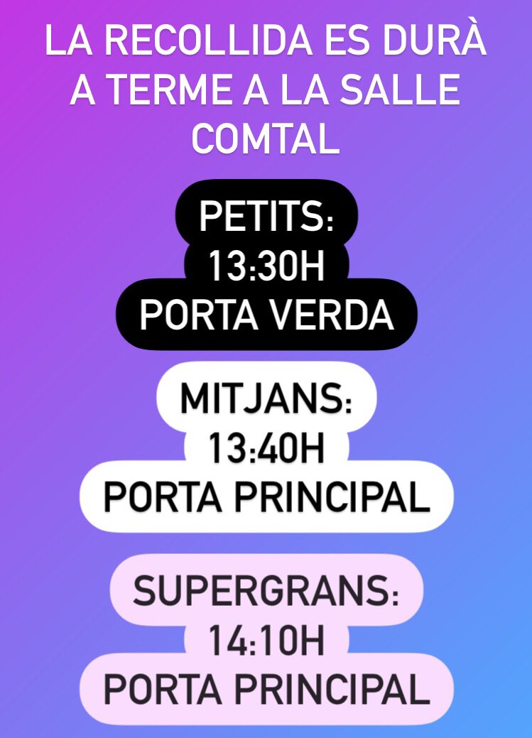 c15destiu's tweet photo. Bon dia famílies!
Recordem els horaris i localitzacions per a la recollida dels vostres fills i filles avui. https://t.co/dwephw8KOc