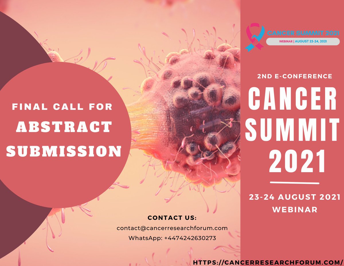 Cancer_Event's tweet image. Final Call for Abstract Submission

Please fill the below form with your details and interest.

docs.google.com/forms/d/e/1FAI…

#conference #oncology #Cancer #breastcancer #cancerscience #medicaloncology #clinicaloncology #cancertherapy #cancerresearch #chemotherapy #radiology #leukemia