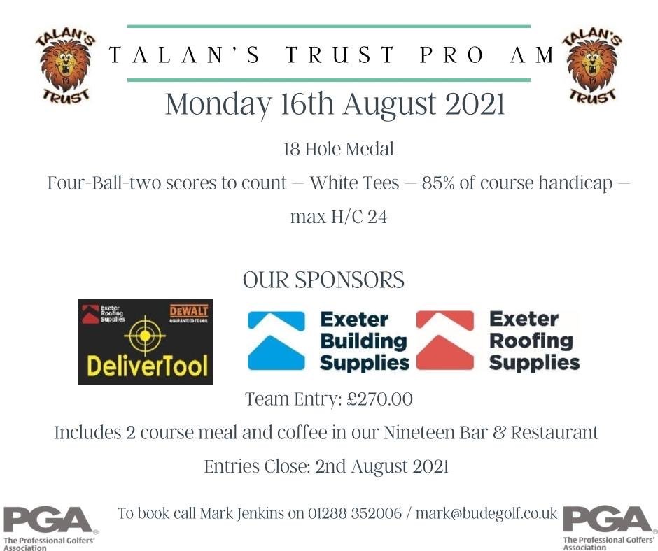 swsportsnews's tweet photo. #SWgolf shout-out to #Bude Golf Club and their Monday August 16 CHARITY PRO-AM on behalf of #TalansTrust as part of @budegolfclub 130 anniversary celebrations...
Get your entries in asap and please pass on #SWgolf community twitter team @PGASWest ⛳️ https://t.co/ipLcxG6Uyd