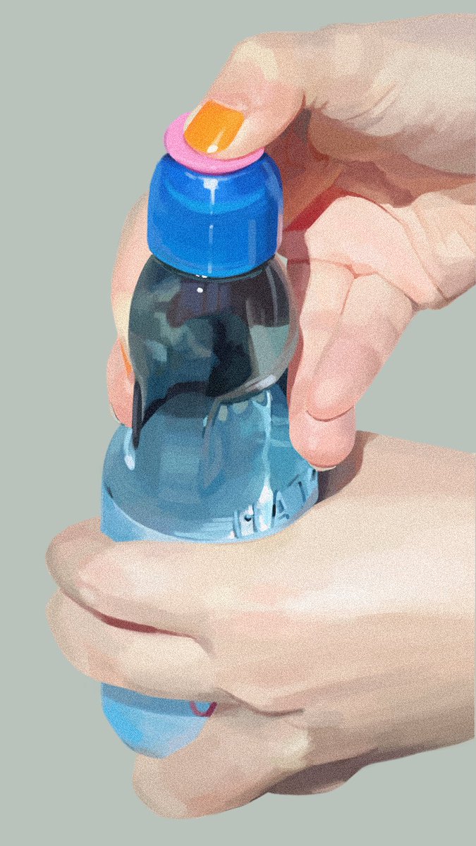 bottle holding holding bottle simple background grey background fingernails out of frame  illustration images