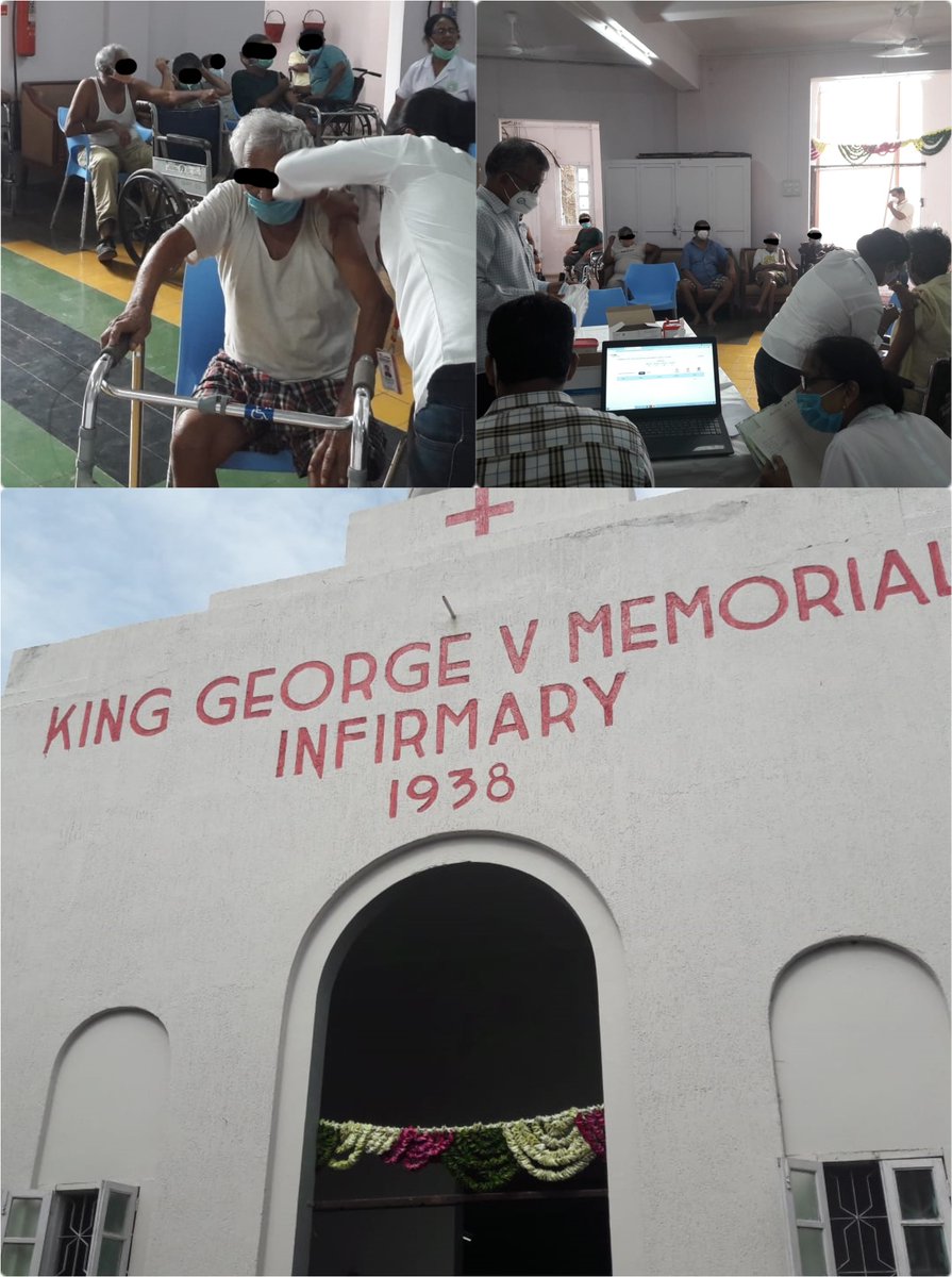 The patients at King George V Memorial and Sukoon Nilaya Palliative care being vaccinated with Covishield. Many thanks to the MCGM and to Mr Sudhir Joshi of Project Mumbai Vaccination..