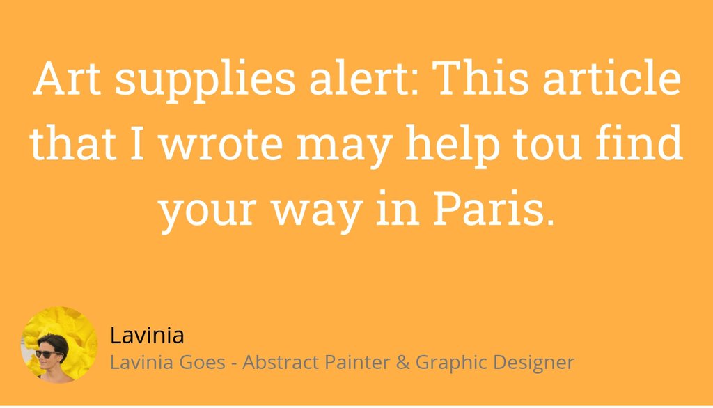 superlavis's tweet photo. These are, in my opinion, the BEST art supplies addresses in Paris

Read the full article: The 7 Best art supplies stores in Paris
▸ https://t.co/vloyXRwqmC

#BuyArtMaterials #ArtSupplyAddict #PhMartinsInks #AmazingSquaredSketchbooks #ArtSuppliesAddict #ArtSuppliesAddresses https://t.co/agl12yhywY
