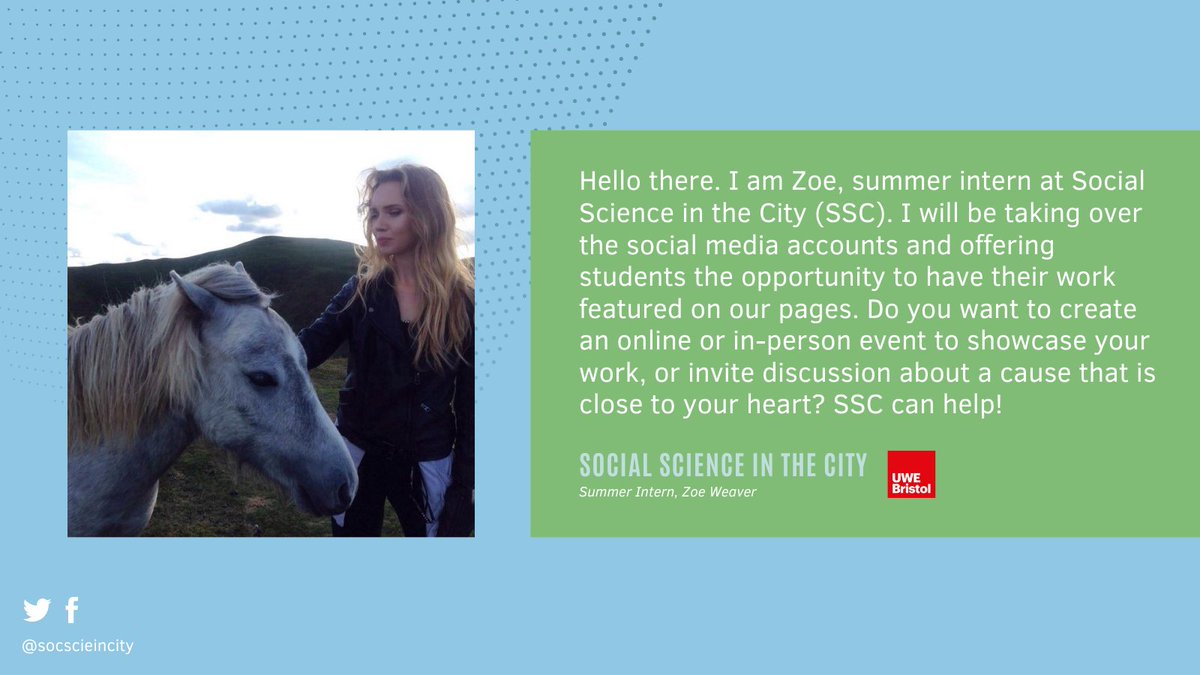 socscieincity's tweet photo. Get in touch and get involved! ✌ 
#SSinC #SocialScience #Psychology #UWE #Philosophy @zoe_weaver_ @PsychUWEBristol @UWESociology https://t.co/JcqD3Tch1Q