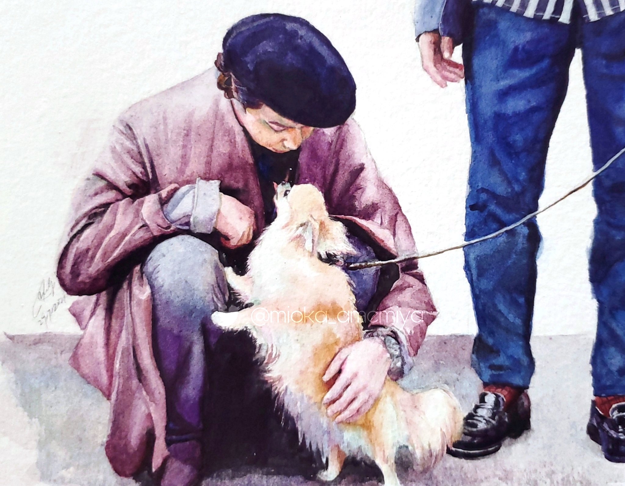 Mioka ﾟ ﾟ 水彩画 パン 何食べたの ねぇ どうせお前 いいもん食べてんねやろ めちゃめちゃいいもん 昔のブンブブーンのこのシーンが好き過ぎて描きました パンちゃんに話しかけてる剛くんが優しくてかわいすぎる
