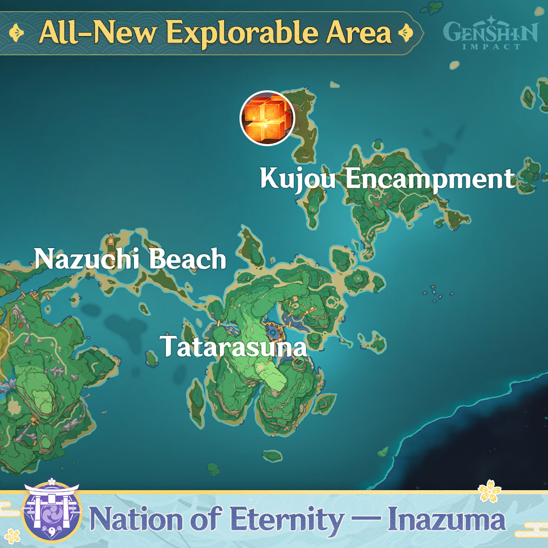 GenshinImpact's tweet photo. 🌈The New Version Is Here🌈

🌸Nation of Eternity — Inazuma🌸

In the secluded land of the immortal Shogun, the Bakufu rules eternal. But what do mortals see of the eternity chased after by their god?
