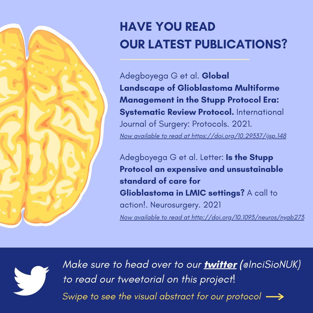 InciSioNUK's tweet photo. We have TWO NEW PUBLICATIONS (Adegboyega G et al.) available for you to access and read now, focusing on glioblastoma multiforme. 

@GideonAdegboye1 will be running a tweetorial on this project soon!

https://t.co/PqtNNq1QQ4

https://t.co/RMn0J5uHwx https://t.co/lcOnETp5Rl