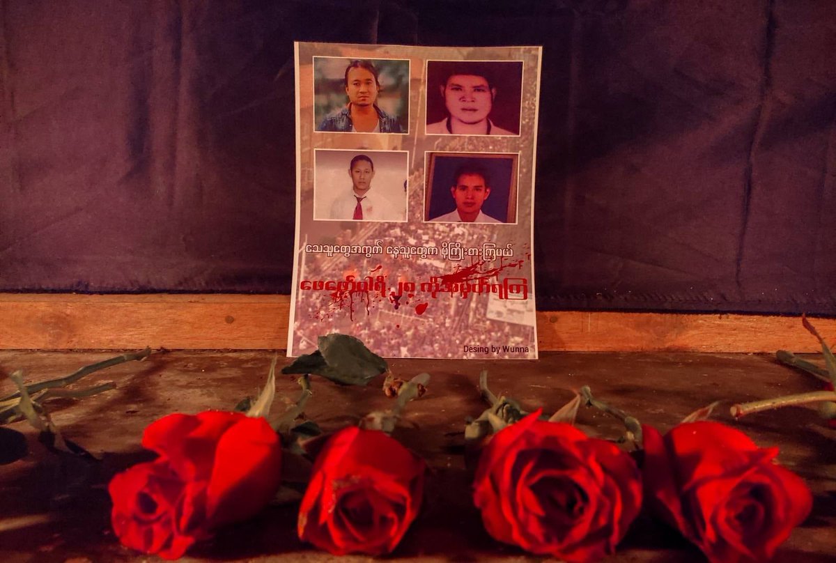 IrrawaddyNews's tweet photo. A memorial service was held in Dawei, Tanintharyi Region on Wednesday evening for those who were killed in junta forces’ crackdown on anti-regime protesters five months ago. 
(Photo: DGSC)
#WhatsHappeningInMyanmar https://t.co/RtXqYtX1Wq