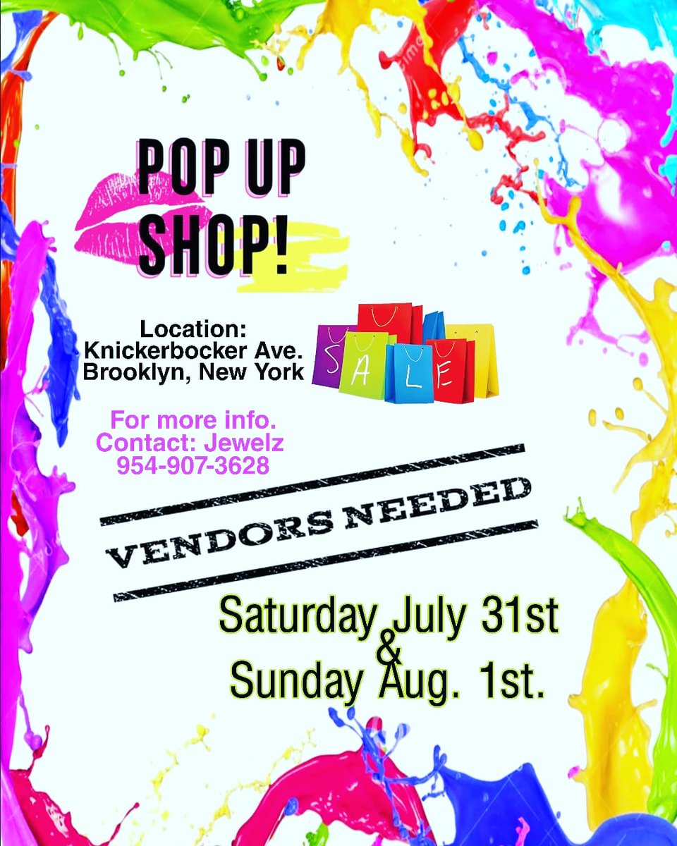 E_Graphics's tweet image. VENDORS WANTED!!!
•
•
•
•
#Vendors #vendorswanted #popupshop #smallbuinessowner #smallbuiness #venue #venueavailable #paparazzi #newbusiness #businesswomen #brooklyn #newyorkcity #Knickerbockerave #allbusinessowners