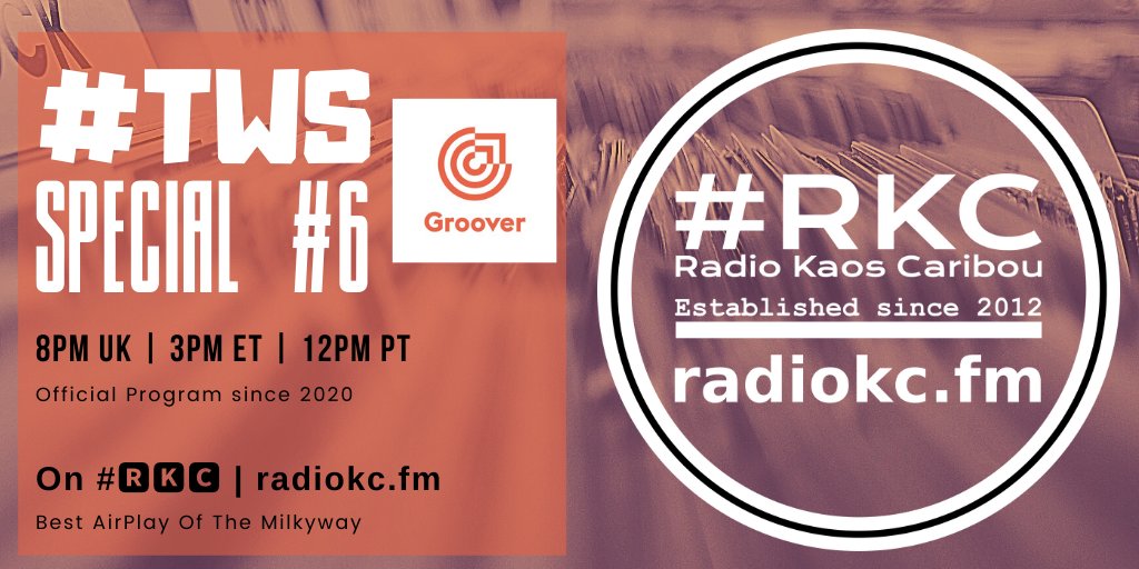 TODAY

🕗8PM UK⚪3PM ET⚪12PM PT

#TWS <a href="/HeyGroover/">Groover</a> SPECIAL

 EPISODE #6 | #REPLAY

🆕&amp; Upcoming Releases

⬇️Details⬇️
🌐 fb.com/RadioKC/posts/…

📻 #🆁🅺🅲 featuring

<a href="/JellyJellyFire/">Jelly Jelly Fire</a> | <a href="/Selah54448137/">Daisee 007</a> | <a href="/jordifornies/">Jordi Fornies</a> | Kaagari | <a href="/MadicideBand/">MADICIDE</a> | <a href="/magalimichaut/">Magali Michaut 🌸 First Album Out 🌸</a> |Main Hero

.../...