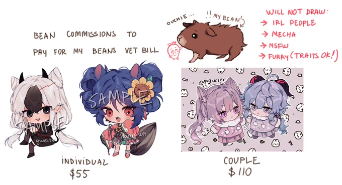 🐹Repost Appreciated!🐹

My guinea pig injured her front foot being a butthead😭, so I'm opening up bean comms to help with vet bills
 
Please fill out form below if interested, thank you!!
🙏🙏

https://t.co/3aYECuiCvc 